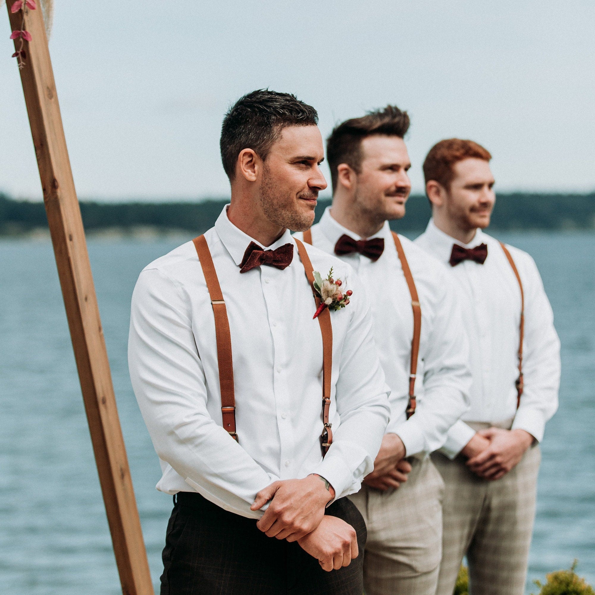 Personalized Leather Genuine Leather Suspenders Men Brown Personalized Leather Genuine Leather Suspenders Men Brown