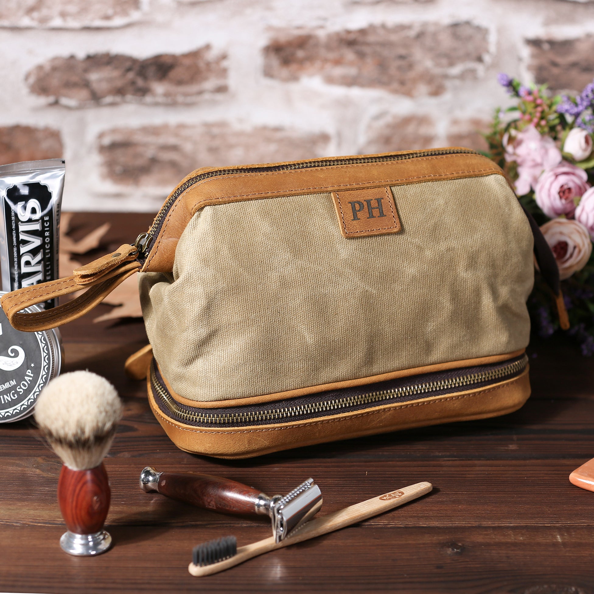 Personalized Toiletry Bag Canvas Cosmetic Bag Monogrammed Dopp Kit Travel  Size Toiletry Bag Mens Toiletry Bags