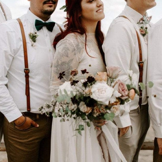 Leather Suspenders Wedding Suspenders Mens Suspenders Groomsmen Suspenders Wedding Brown Suspenders - NaturalLeatherShop
