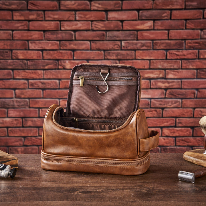 Personalized Men's Leather Toiletry Bag