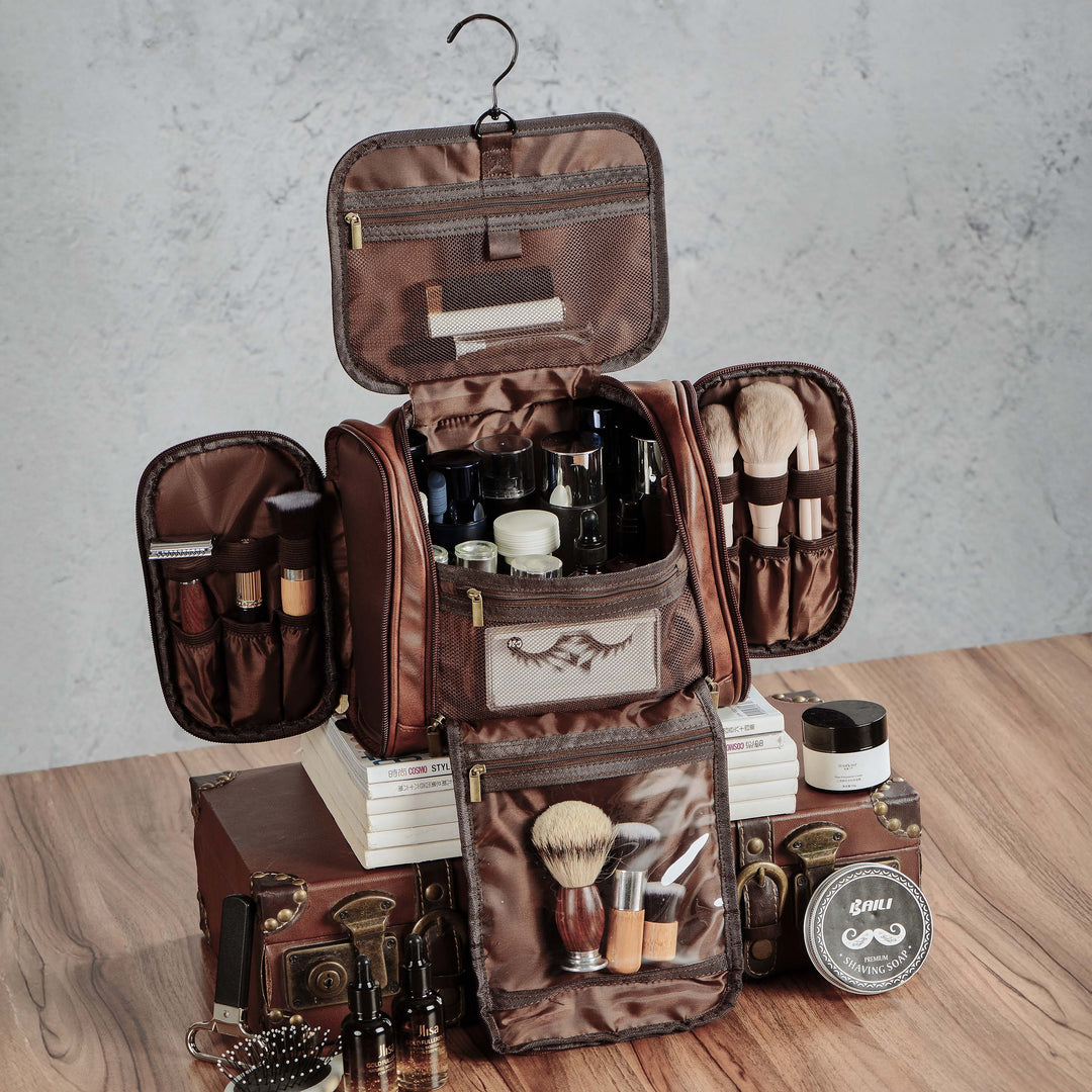 Groomsman Gifts Hanging Toiletry Bag Brown / Engraving 13 Groomsman Gifts Hanging Toiletry Bag Brown / Engraving 13