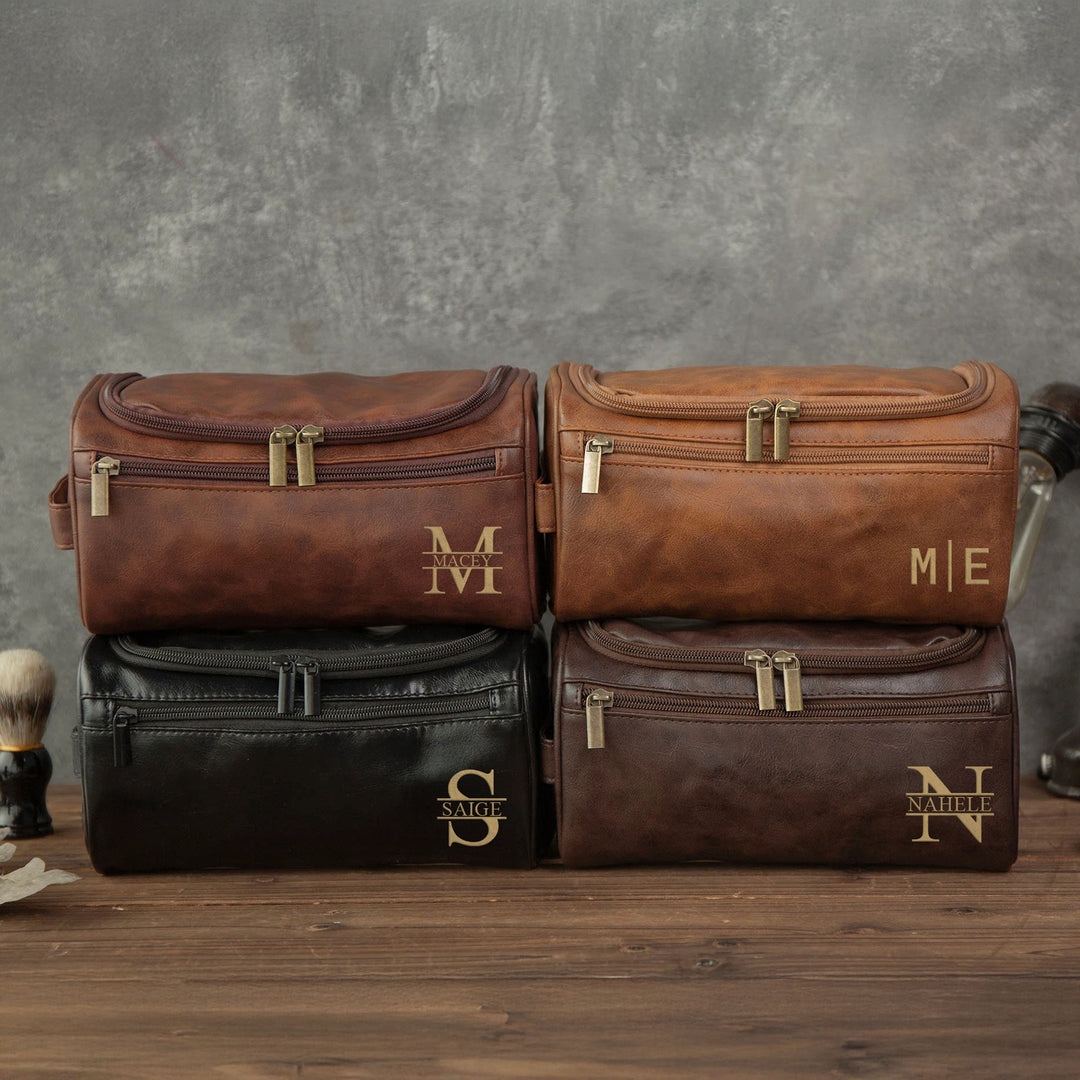 Personalized Men's Leather Toiletry Bag