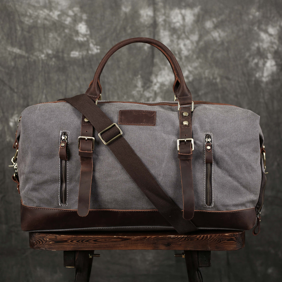 Travel Duffel Bag Waterproof Canvas Leather Weekend bag