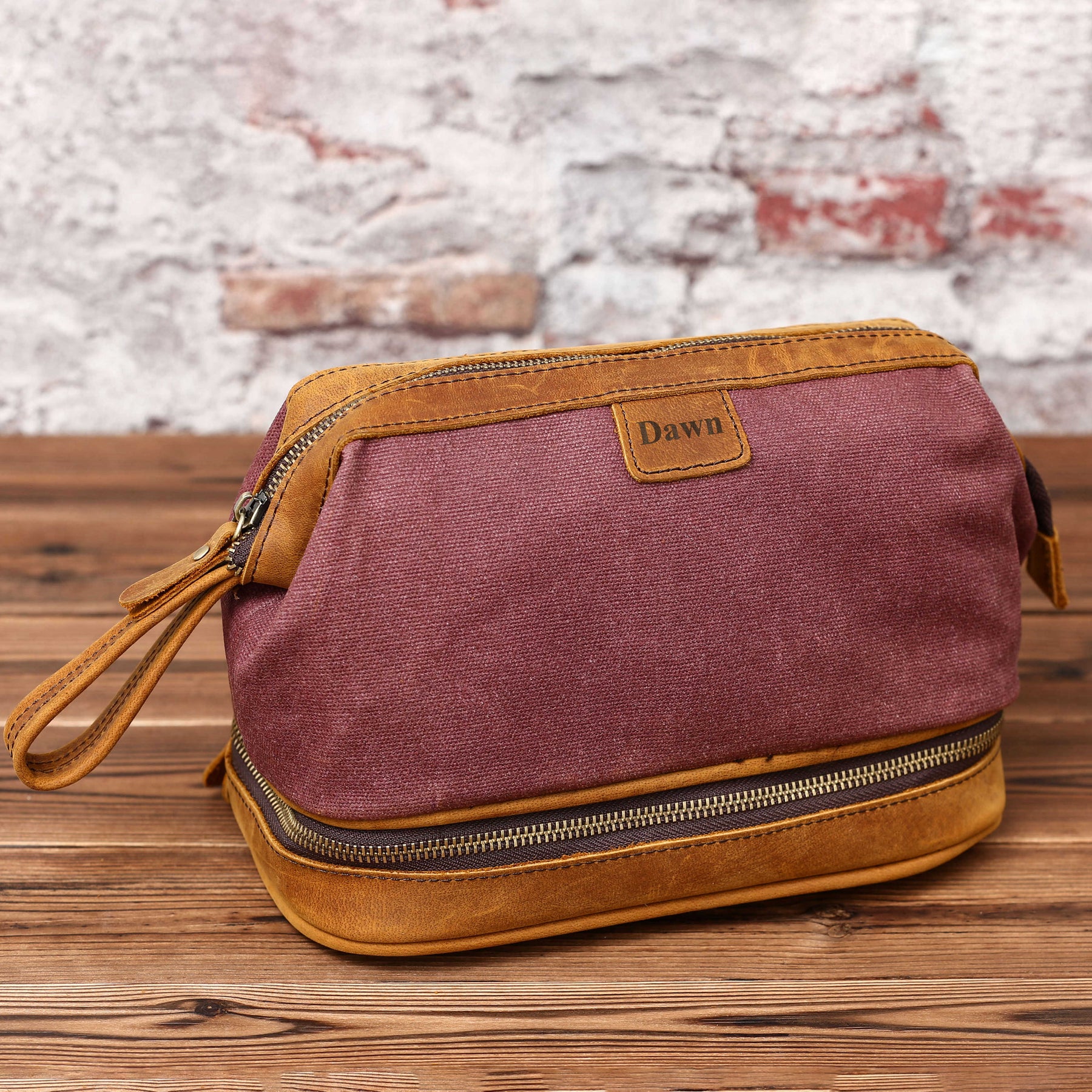 Toiletry Bag Canvas and Genuine Leather Dopp Kit – NaturalLeatherShop