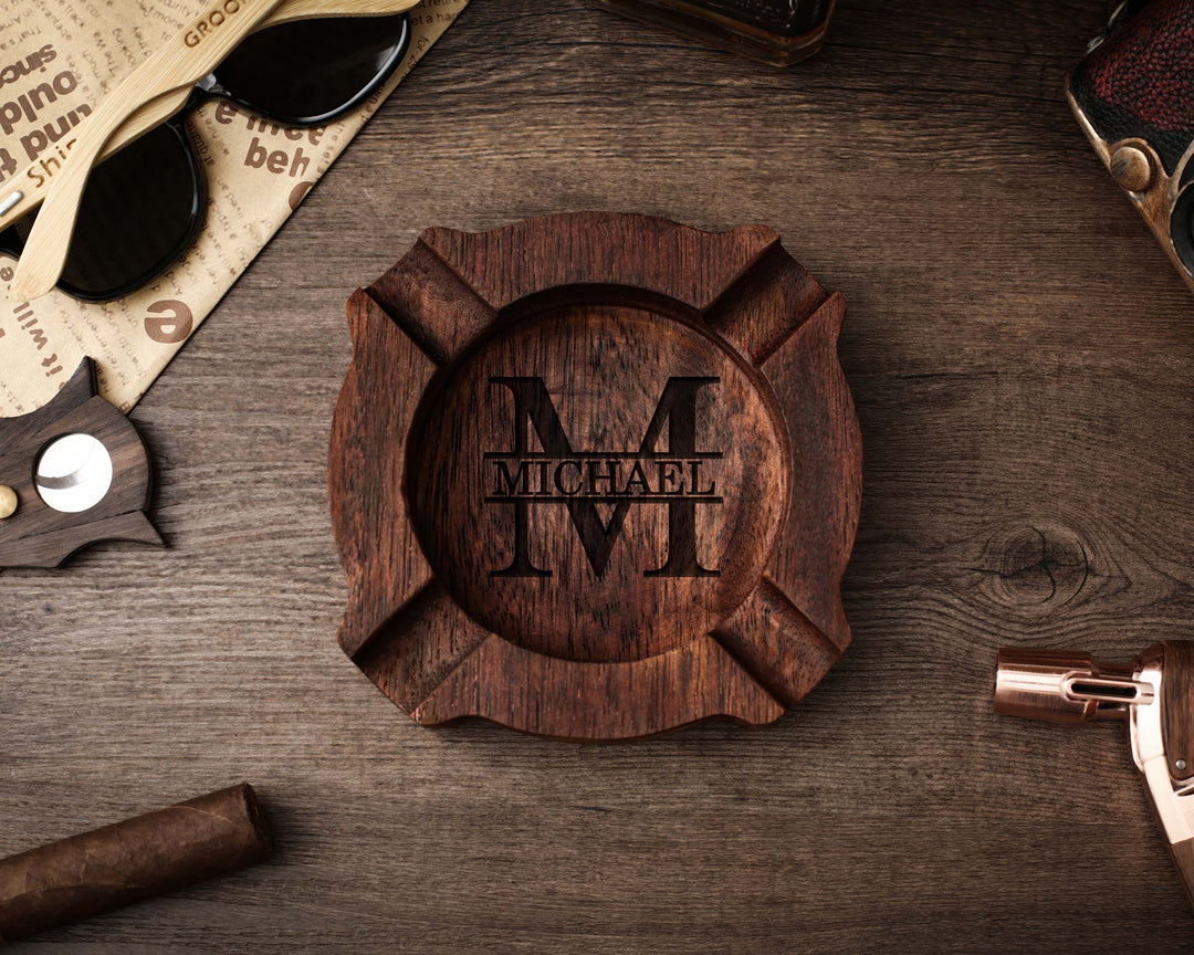 Personalized Engraved Wooden Cigar Ashtray