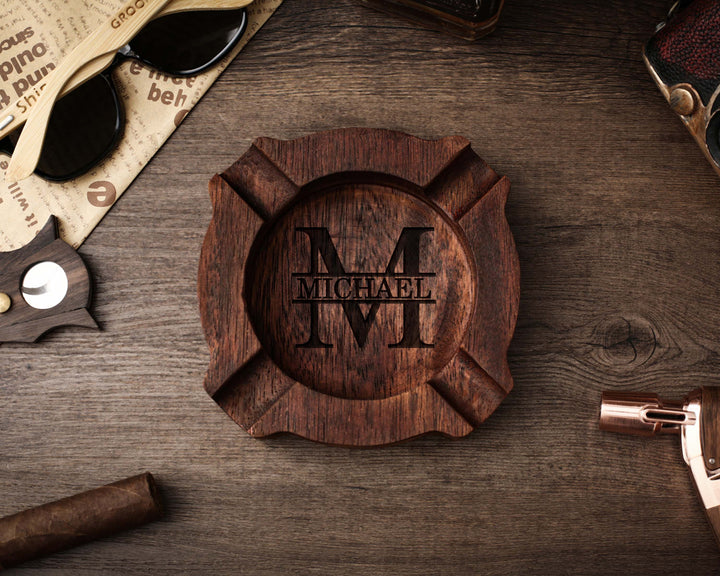 Personalized Engraved Wooden Cigar Ashtray