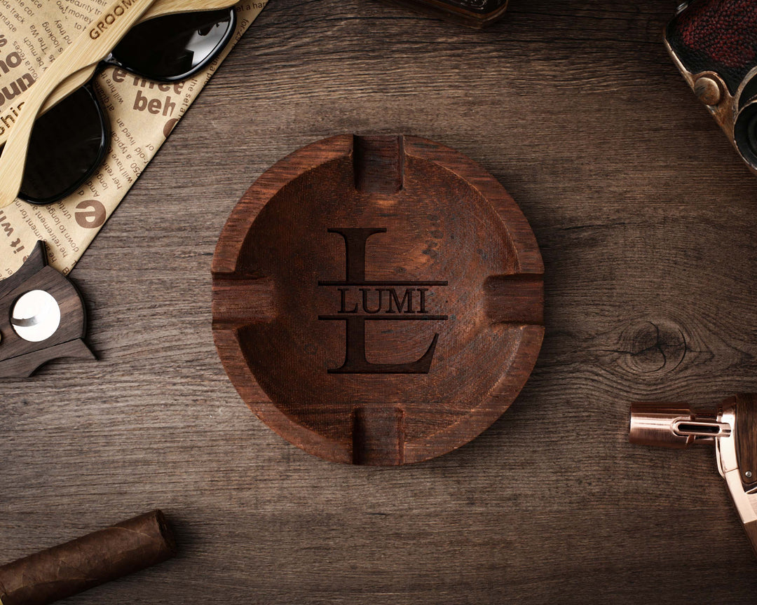 Personalized Engraved Wooden Cigar Ashtray