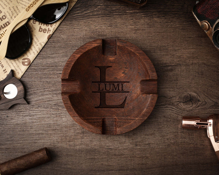 Personalized Engraved Wooden Cigar Ashtray