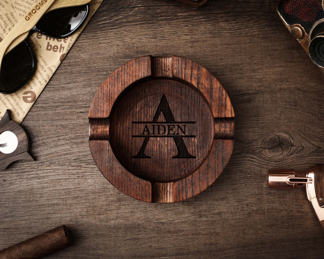 Personalized Engraved Wooden Cigar Ashtray