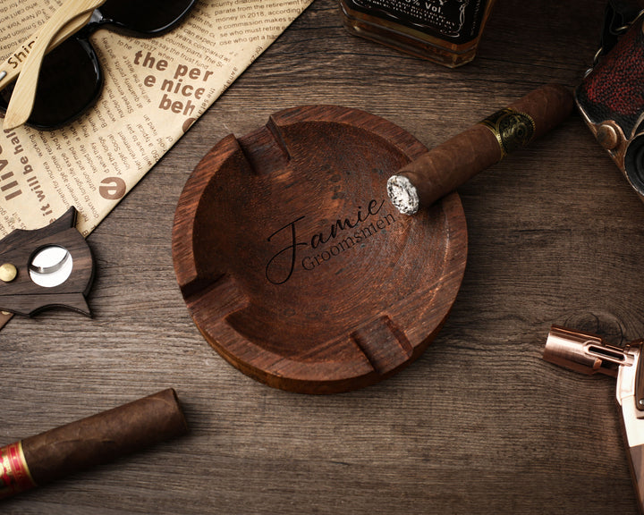 Personalized Engraved Wooden Cigar Ashtray