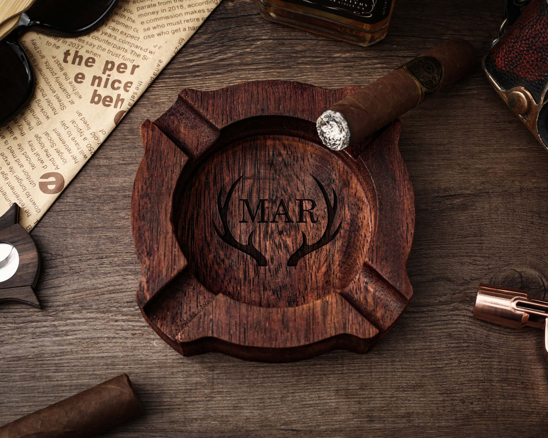 Personalized Engraved Wooden Cigar Ashtray