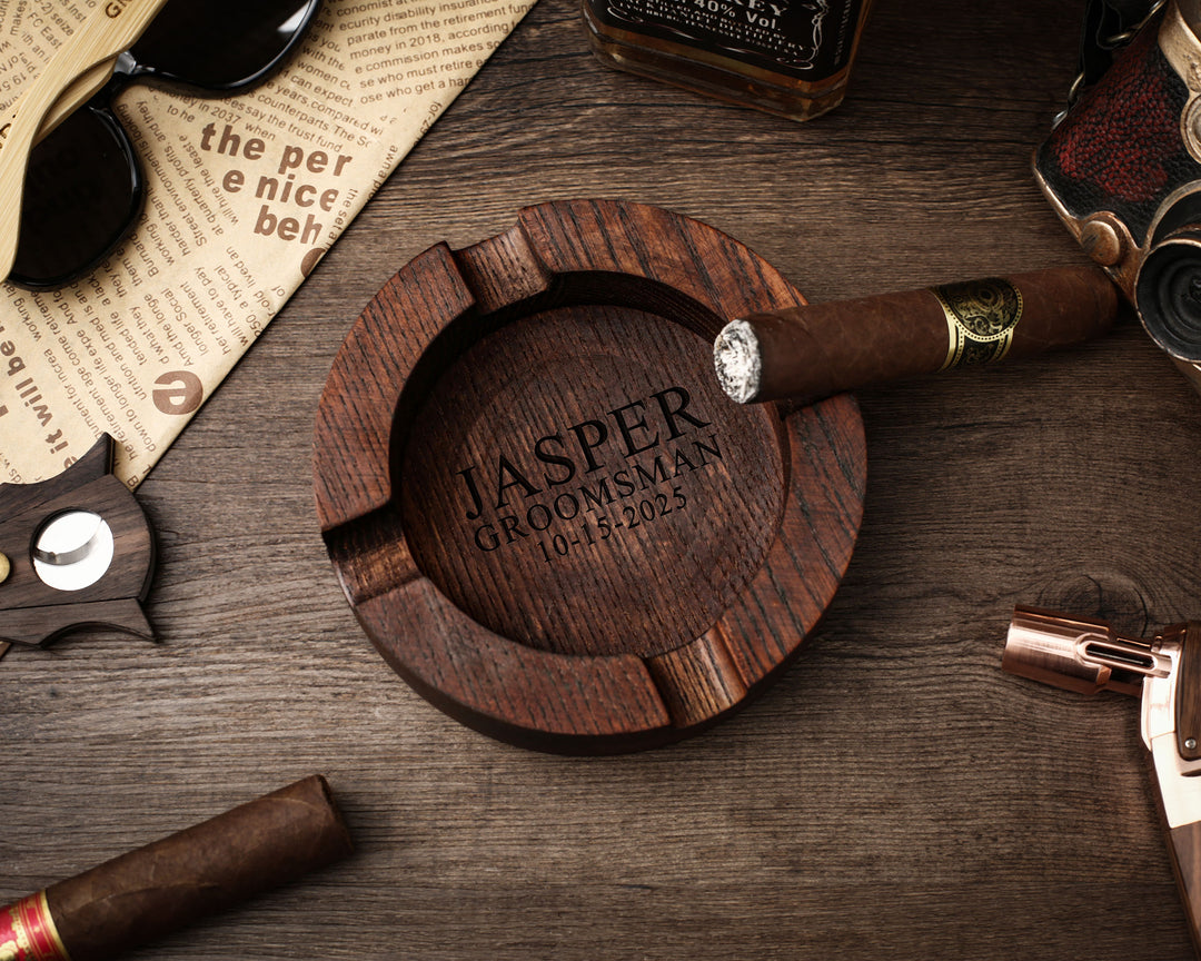 Personalized Engraved Wooden Cigar Ashtray