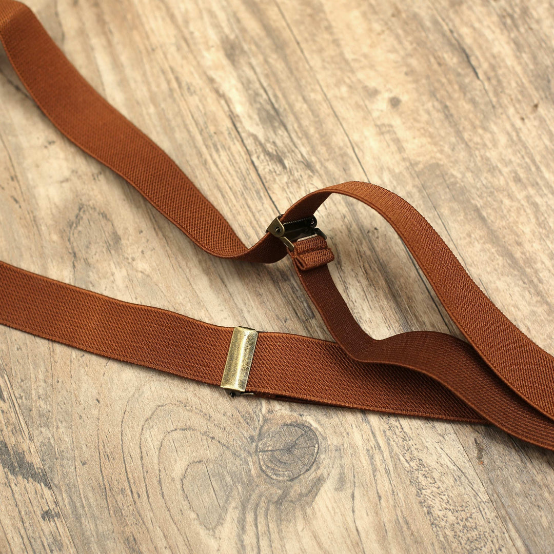 Genuine Leather Suspenders Men Brown Suspenders Wedding Suspenders