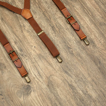 Load image into Gallery viewer, Genuine Leather Suspenders Men Brown Suspenders Wedding Suspenders
