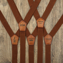 Load image into Gallery viewer, Genuine Leather Suspenders Men Brown Suspenders Wedding Suspenders
