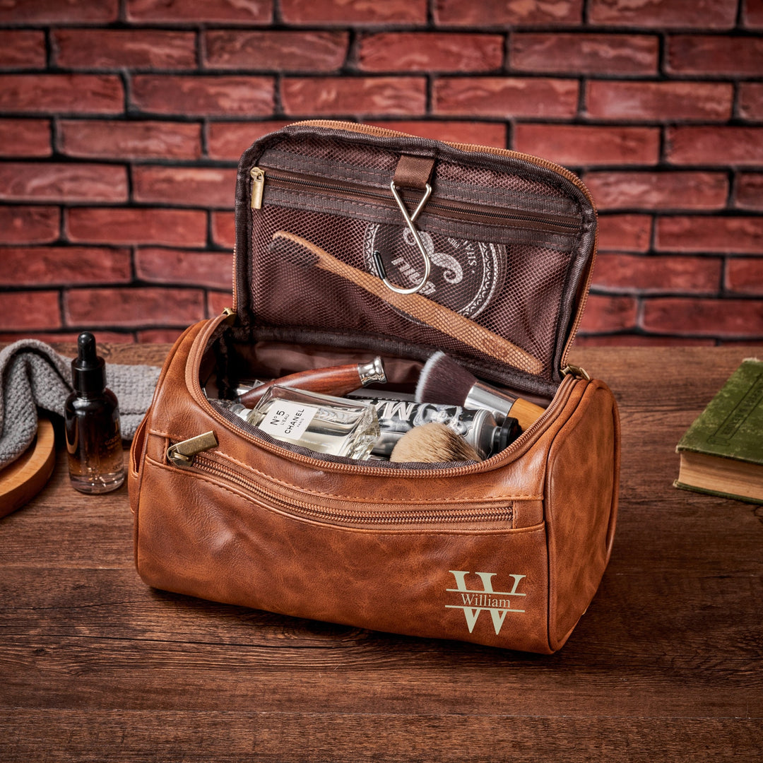 Personalized Vagen Leather Toiletry Bag Groomsmen Gift for Him