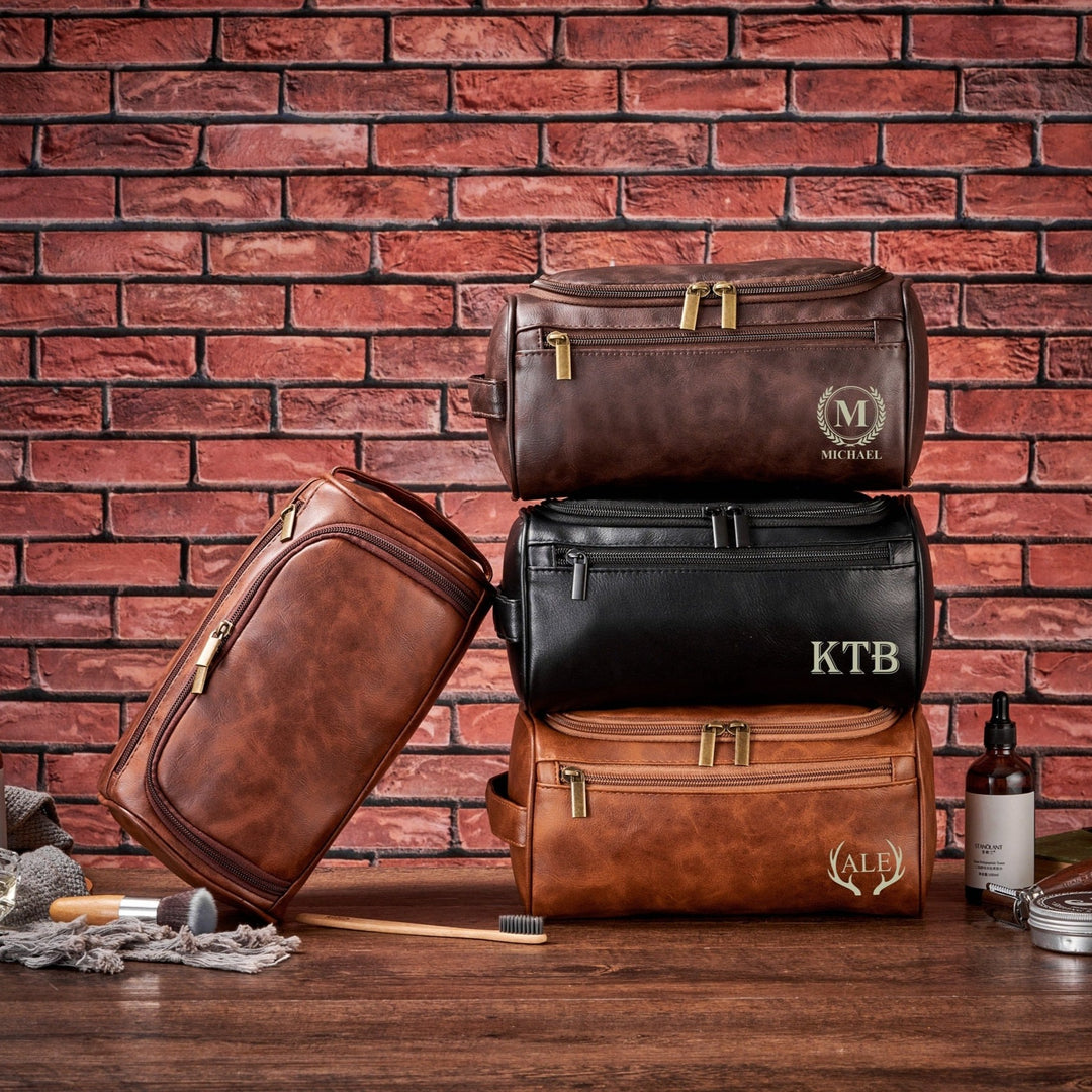 Personalized Vagen Leather Toiletry Bag Groomsmen Gift for Him