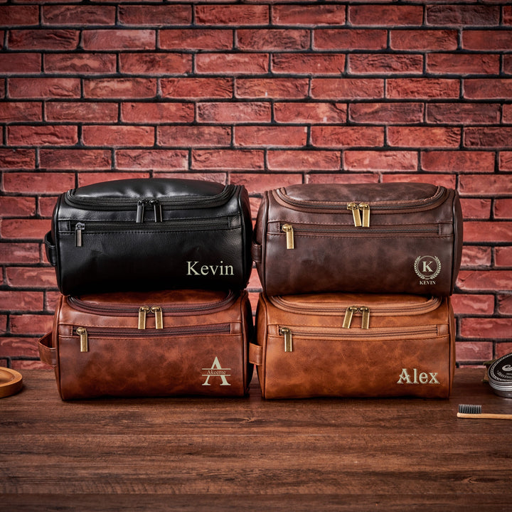Personalized Vagen Leather Toiletry Bag Groomsmen Gift for Him