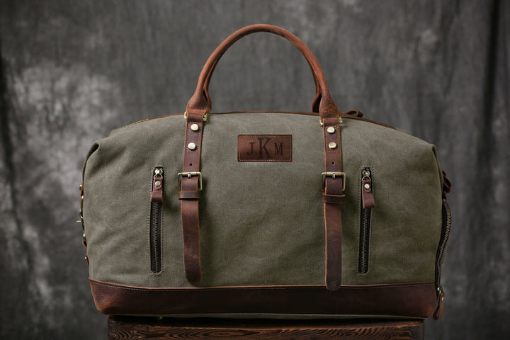 Personalized Duffel Bag Canvas Holdall Vintage Luggage Bag