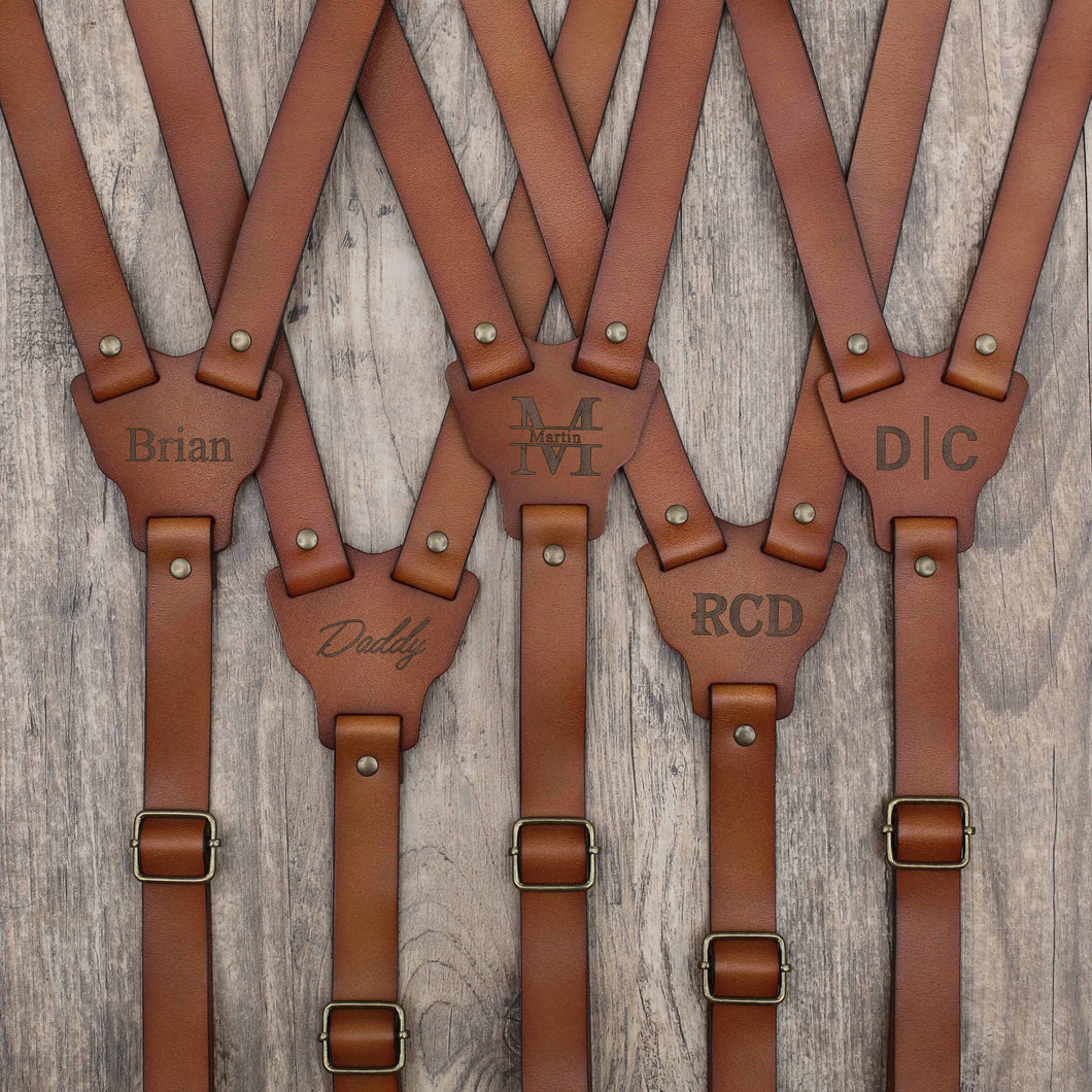 Personalized Groomsmen Leather Suspenders
