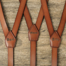 Load image into Gallery viewer, Leather Suspenders Wedding Suspenders Mens Suspenders Groomsmen Suspenders Wedding Brown Suspenders - NaturalLeatherShop
