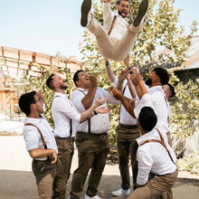 Load image into Gallery viewer, Personalized Groomsmen Leather Suspenders
