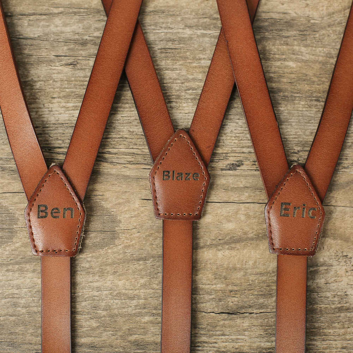 Personalized Rustic Wedding Leather Suspenders Best Men Groom Suspenders Groomsmen Gift Party Gift - NaturalLeatherShop