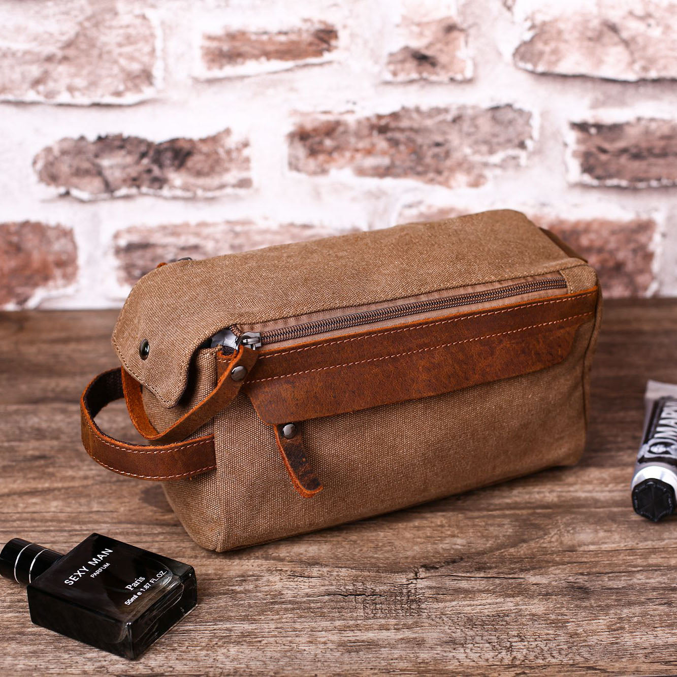  10 Premium Leather Toiletry Travel Pouch With Waterproof  Lining  King-Size Handcrafted Vintage Dopp - Kit ~ Gift for Father's Day  By Aaron Leather Goods (Copper) : Beauty & Personal Care