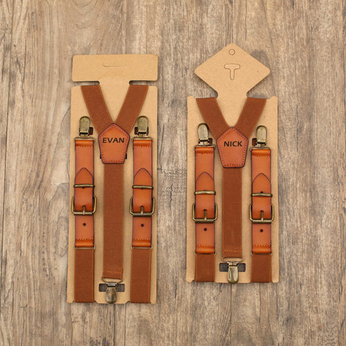 Groomsmen Gifts Ring Bearer 1 inch Suspenders Leather Suspenders Wedding Gift Groom suspenders - NaturalLeatherShop