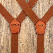 Load image into Gallery viewer, Groomsmen Gifts Ring Bearer 1 inch Suspenders Leather Suspenders Wedding Gift Groom suspenders - NaturalLeatherShop
