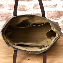 Load image into Gallery viewer, Personalized Waxed Canvas Leather Tote Bag
