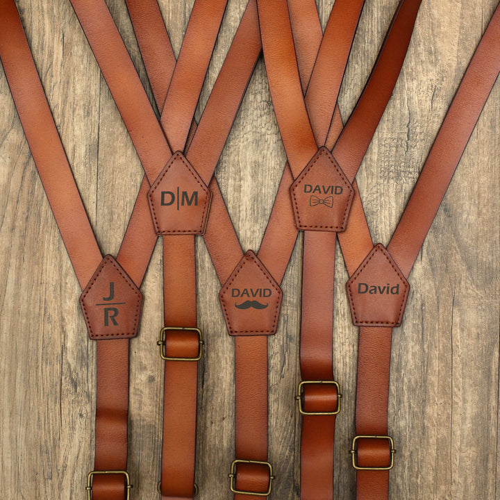 Personalized Wedding Leather Suspenders