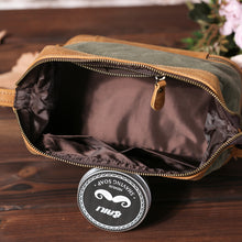 Load image into Gallery viewer, Personalized Waxed Canvas Dopp Kit Mens Toiletry Bag
