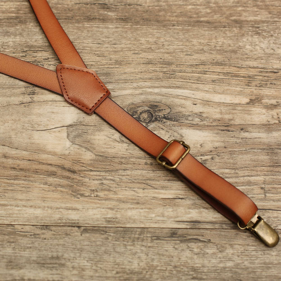Brown Leather Suspenders