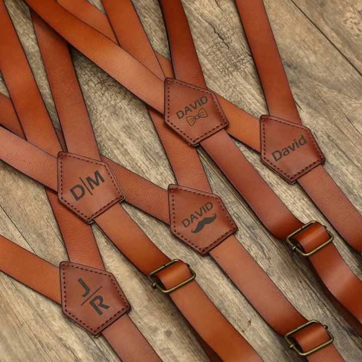 Personalized Leather Suspenders, Leather Suspenders With Monogram