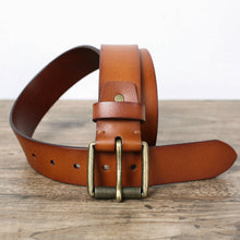 Load image into Gallery viewer, Personalized Belt Brown Mens Leather Belt Groomsmen Gifts Wedding Gift
