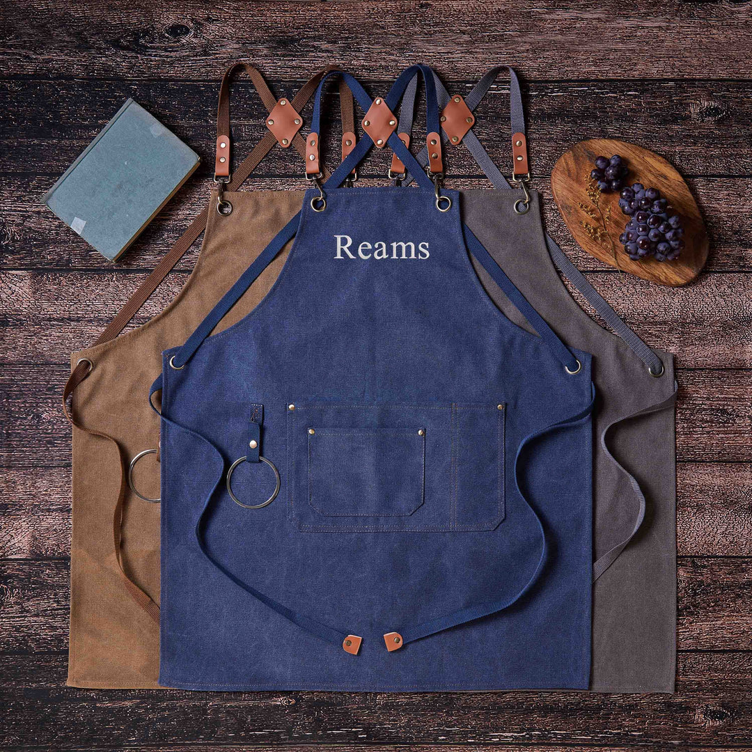 Personalized Bar Apron, Canvas Workshop Apron with Pockets