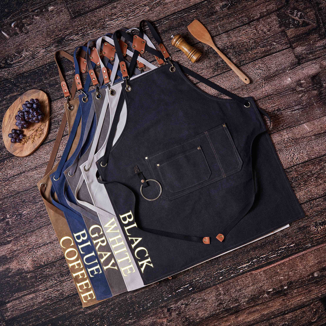 Personalized Bar Apron, Canvas Workshop Apron with Pockets, Custom Gift for Him